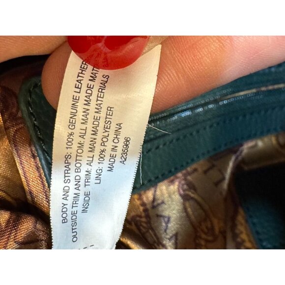 Tignanello Green Suede Genuine Leather Shoulder Bag With Zipper Closure & Patter - Picture 4 of 11